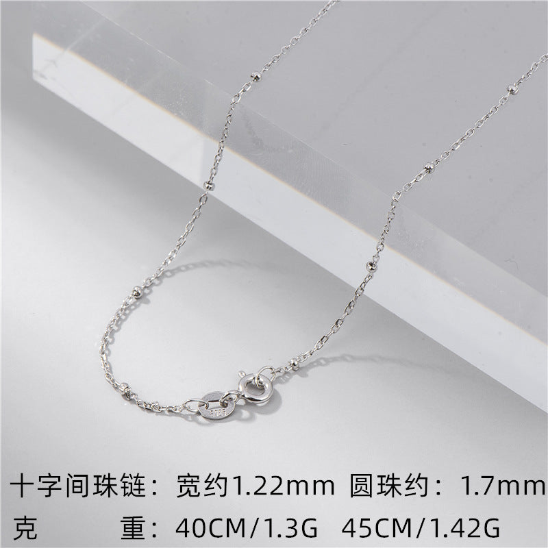 S925純銀項鏈蛇骨瓜子單心元寶扭麥粒十字間珠單裸鏈配鏈廠家