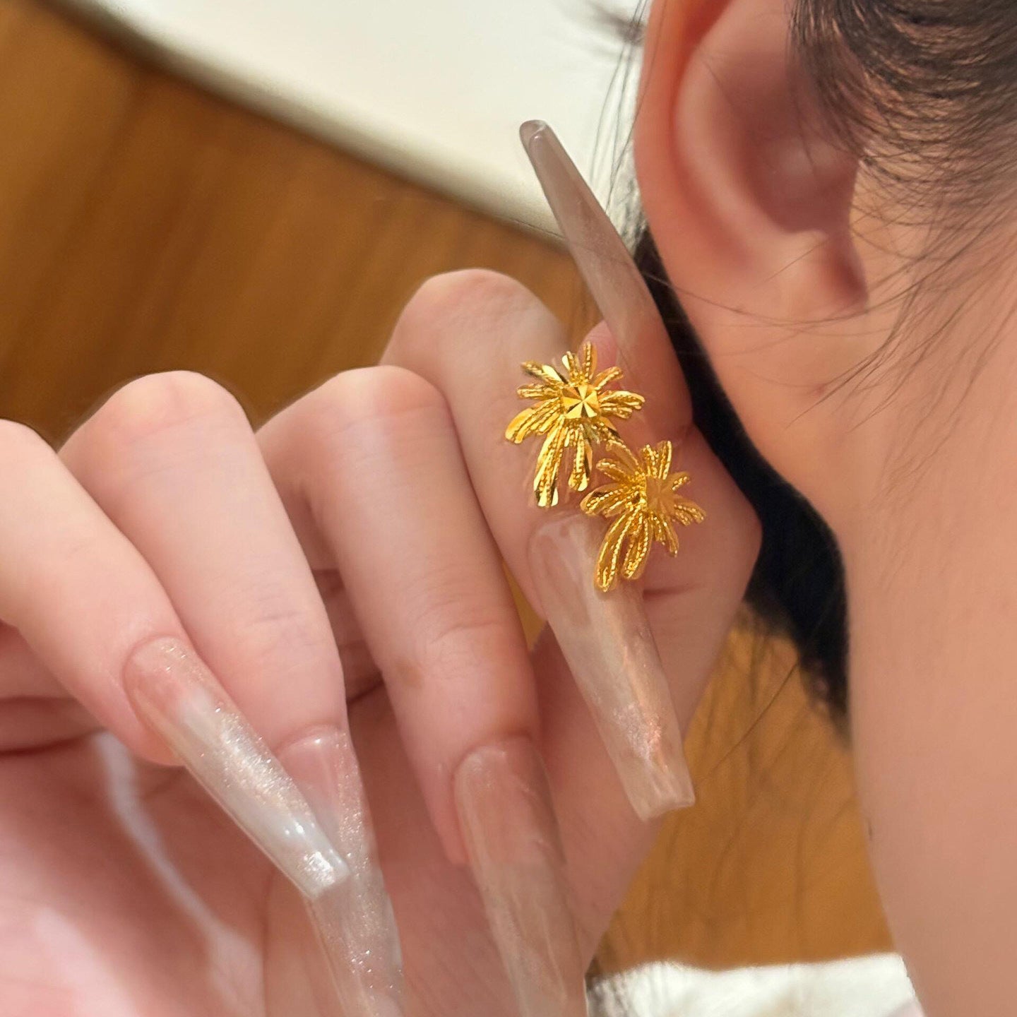 真金電鍍法式花朵耳環項鏈精致優雅百搭首飾套裝輕奢高級感飾品女