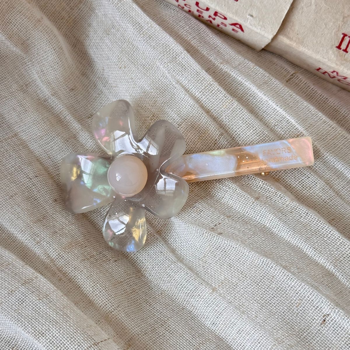 醋酸板材花朵一字髮夾