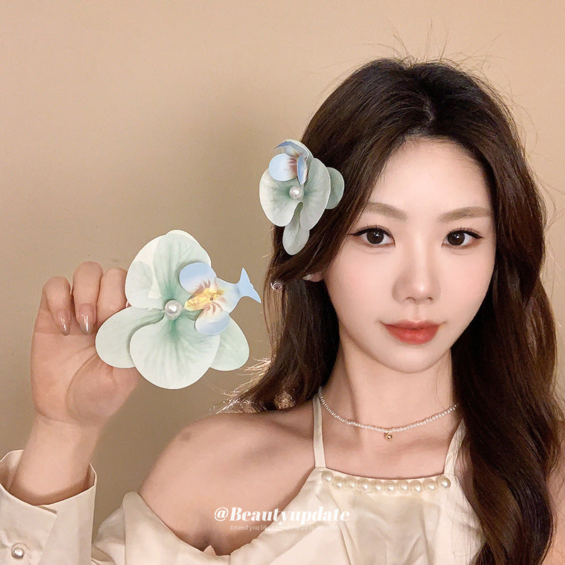 小清新花朵珍珠發夾時尚側邊劉海夾鴨嘴夾小眾百搭高級感發飾頭飾