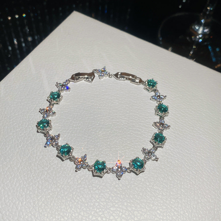 金色鋯石花朵精雕手鍊
