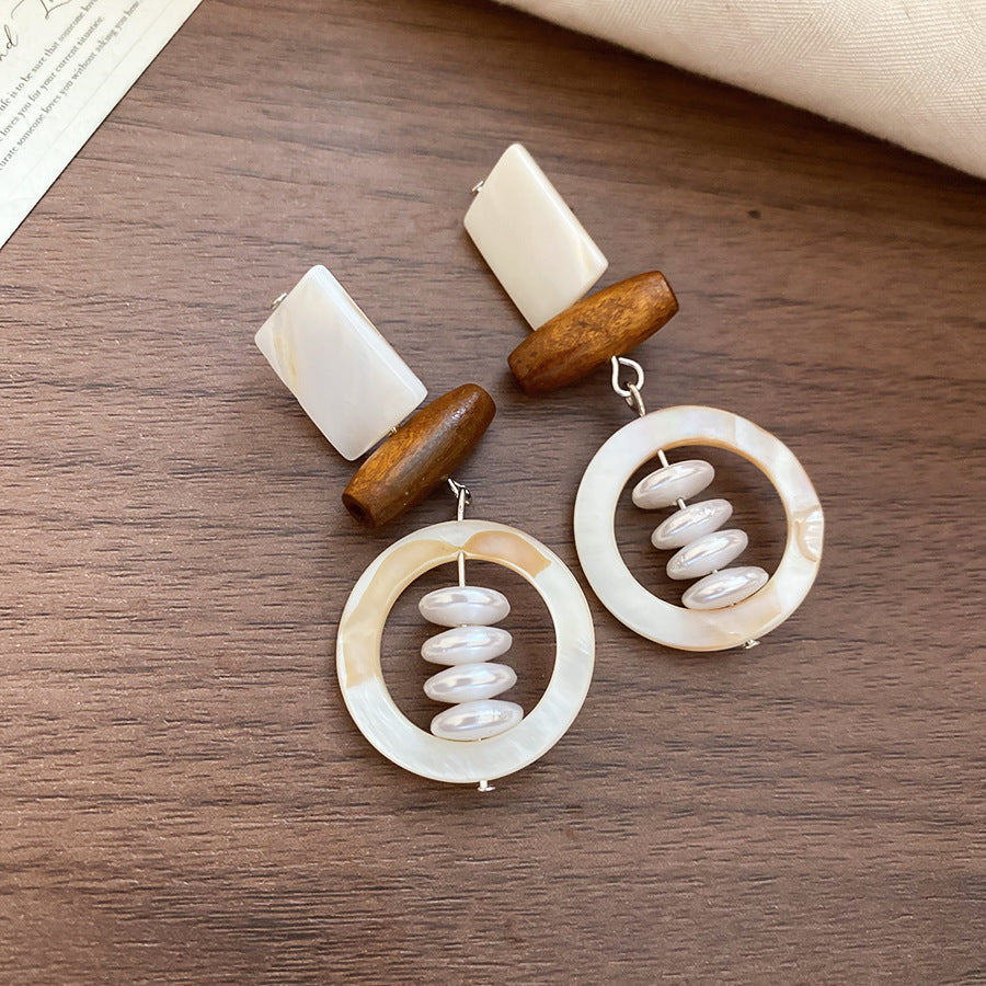 白色琺瑯扭紋簡約耳釘