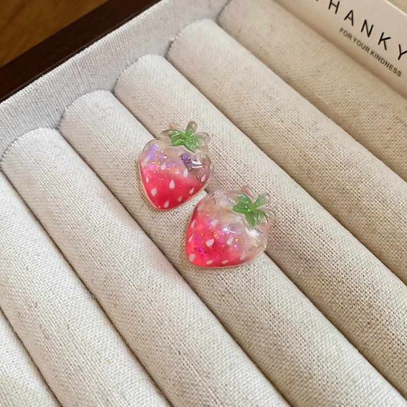 粉色水晶花朵流蘇耳釘