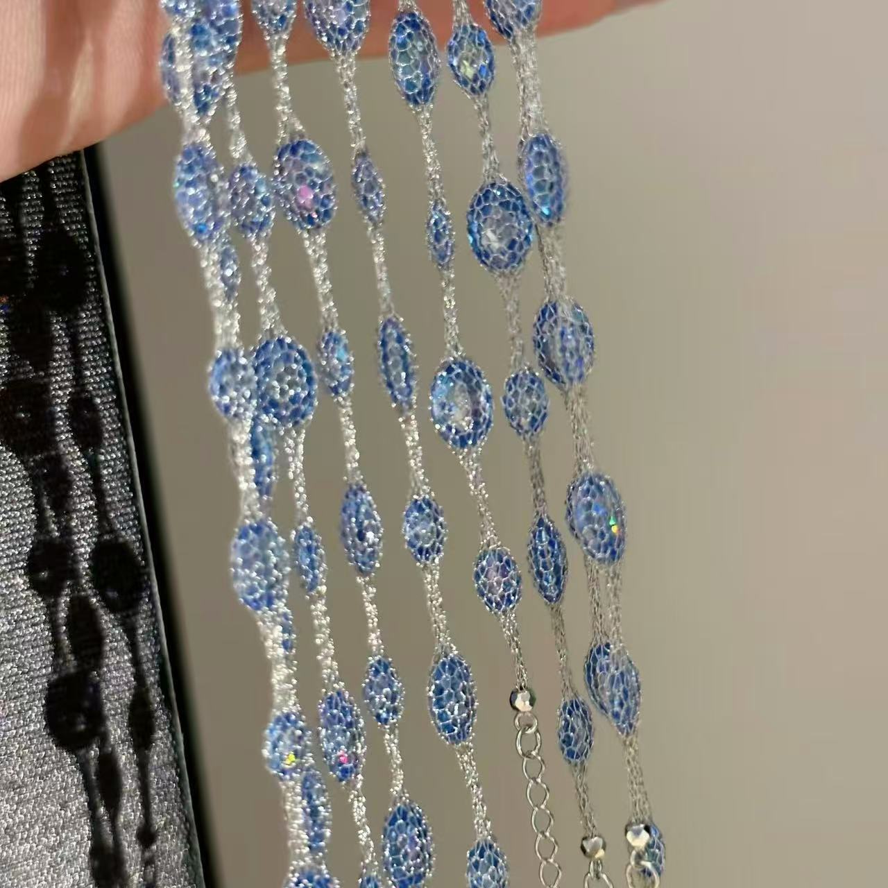 藍精靈~超閃鋯石圓形項鏈~時尚精致冷淡風手串輕奢高級感百搭手飾