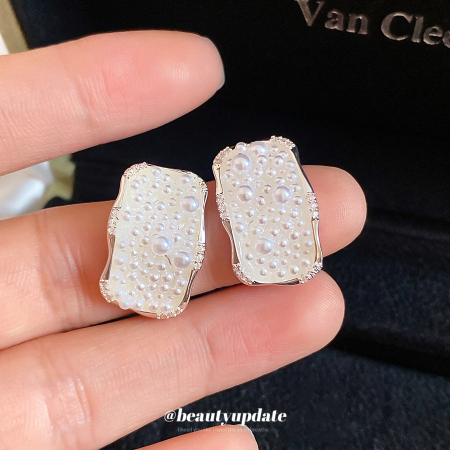 銀針鑲珍珠水晶星星耳釘簡約時尚耳環輕奢高級感耳飾設計感小眾女