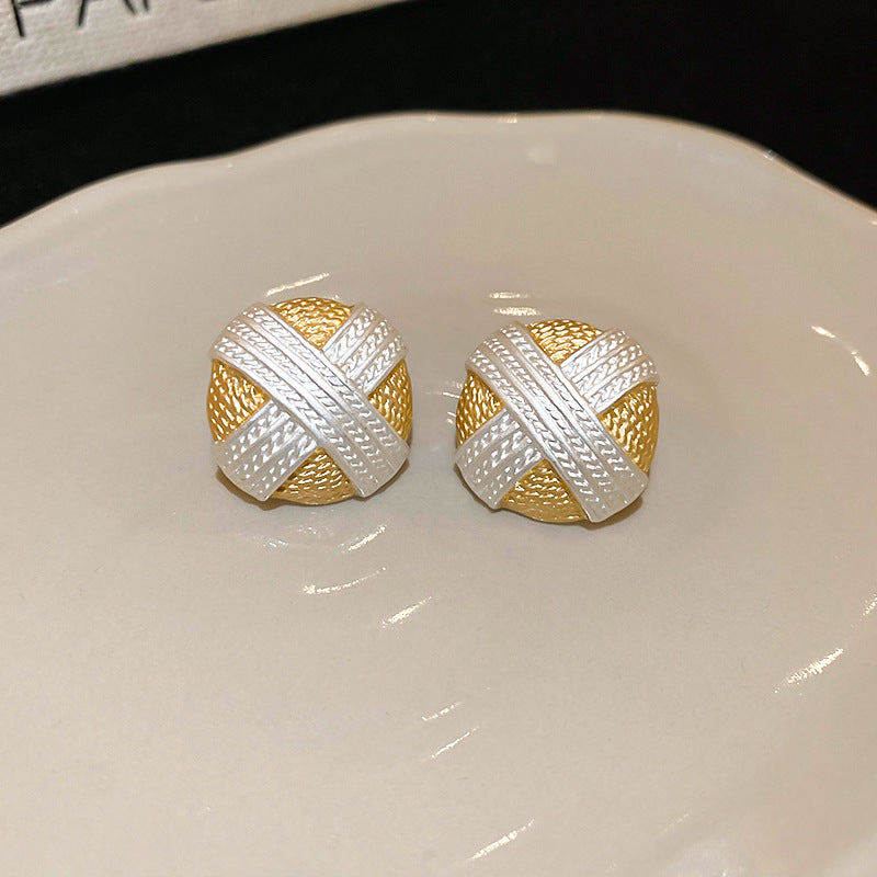 銀針幾何圓形梯形字母X耳釘歐美金屬感簡約耳環小眾高級感耳飾女