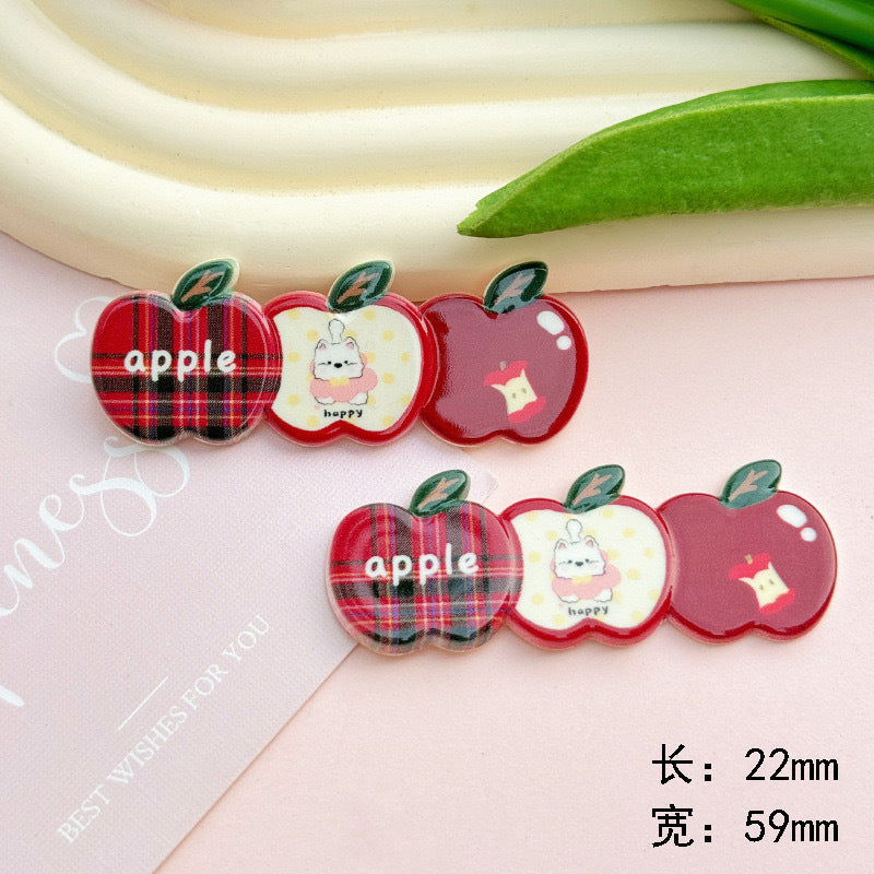 紅色蘋果小狗復古髮夾