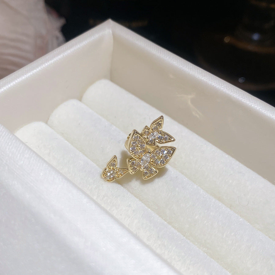 超仙鋯石蝴蝶珍珠耳夾女無耳洞精致小眾氣質耳骨夾輕奢高級感耳飾
