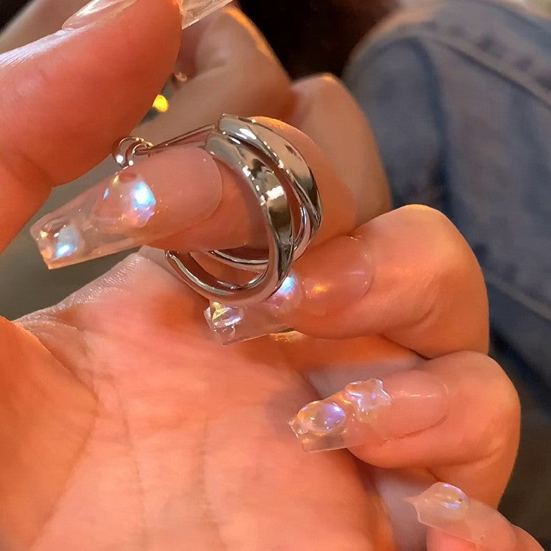 金色銀針圓圈小巧耳環