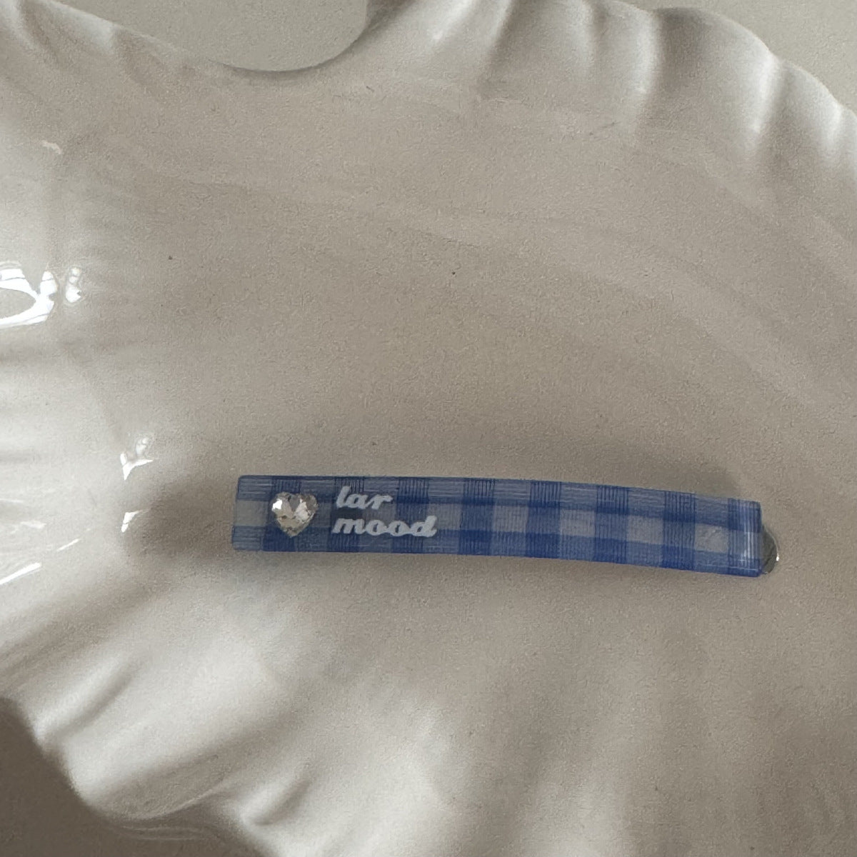 彩色鋯石愛心格紋髮夾