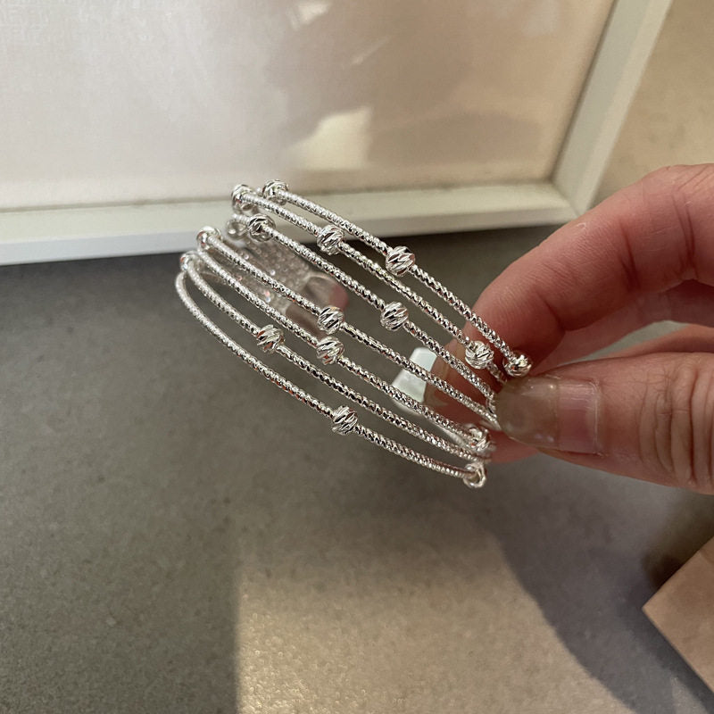 韓系金屬風鏤空手鐲簡約輕奢高級感手環女小眾精致冷淡風手飾批發