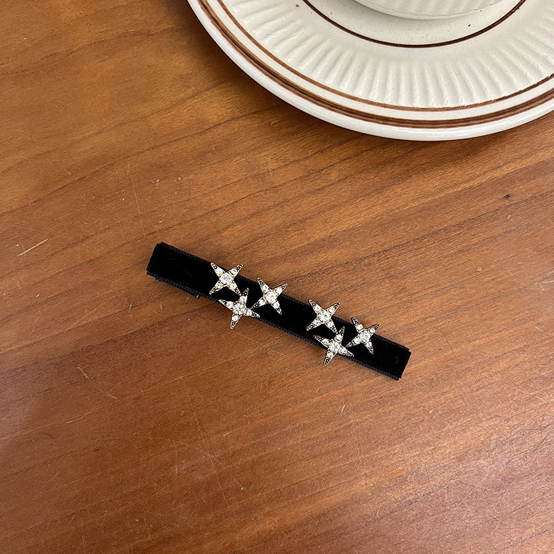 灰色絨面星星鑲鑽髮箍