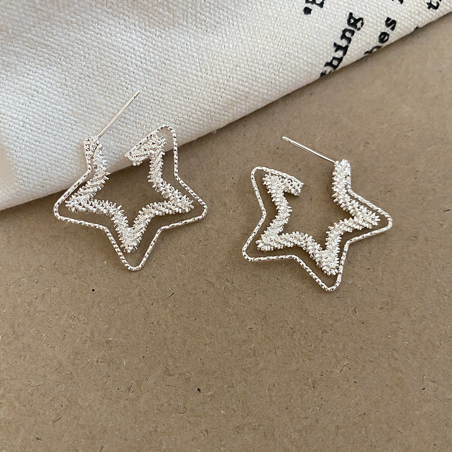 18k真金電鍍銀針星星耳釘精致百搭耳環輕奢高級感耳飾設計感小眾