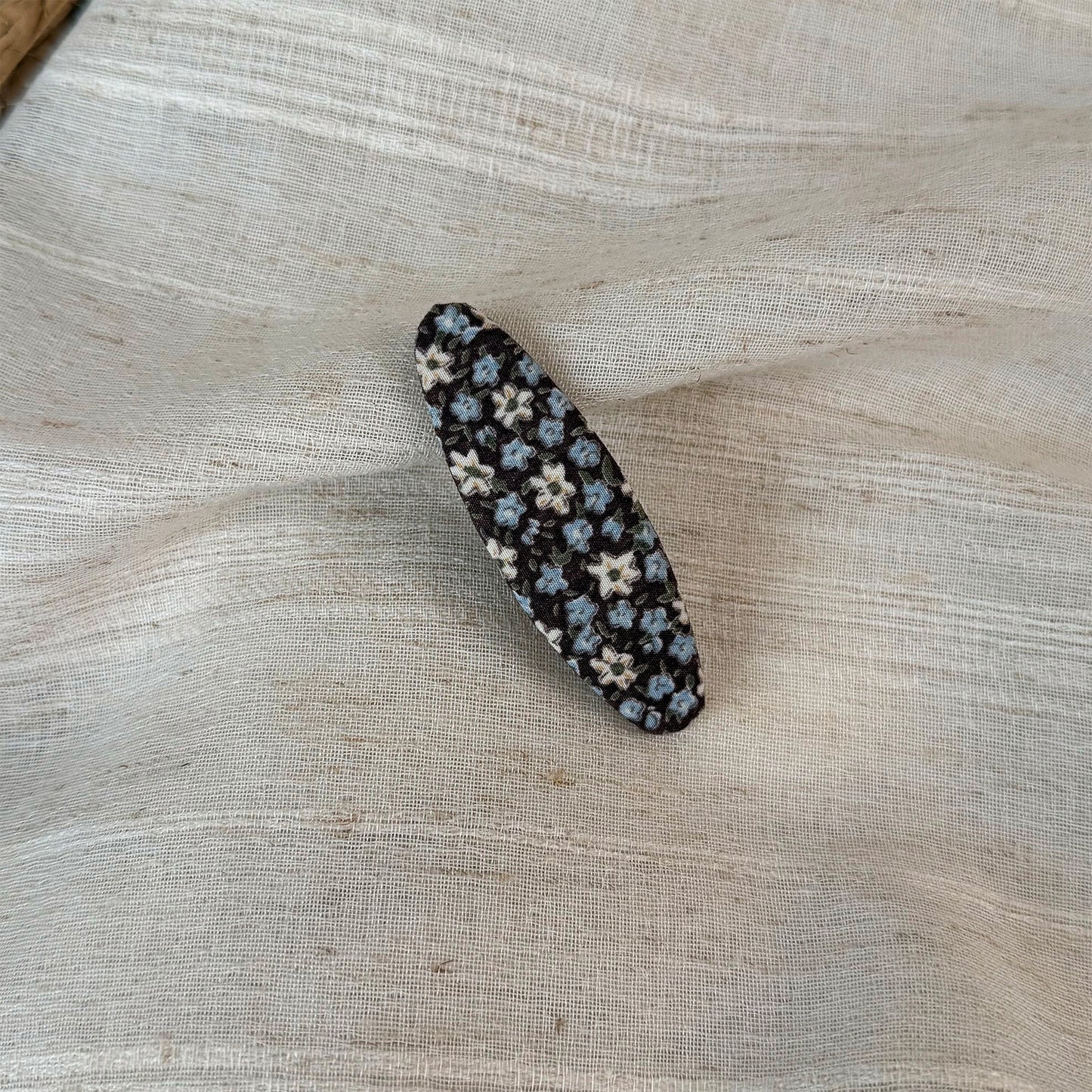 布面碎花橢圓簡約髮夾