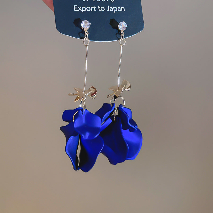 銀針鋯石亞克力花瓣流蘇耳環超仙甜美氣質耳釘精致輕奢高級感耳飾