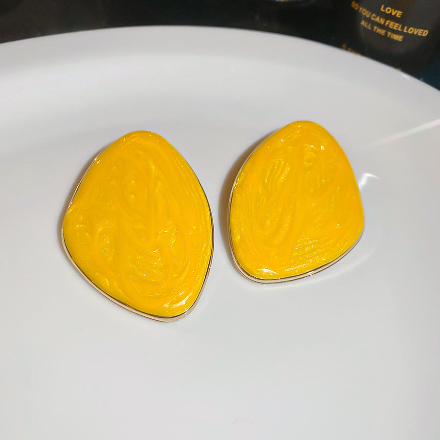 法式復古摩卡色方形耳釘溫柔港風獨特設計感耳環輕奢高級感耳飾女