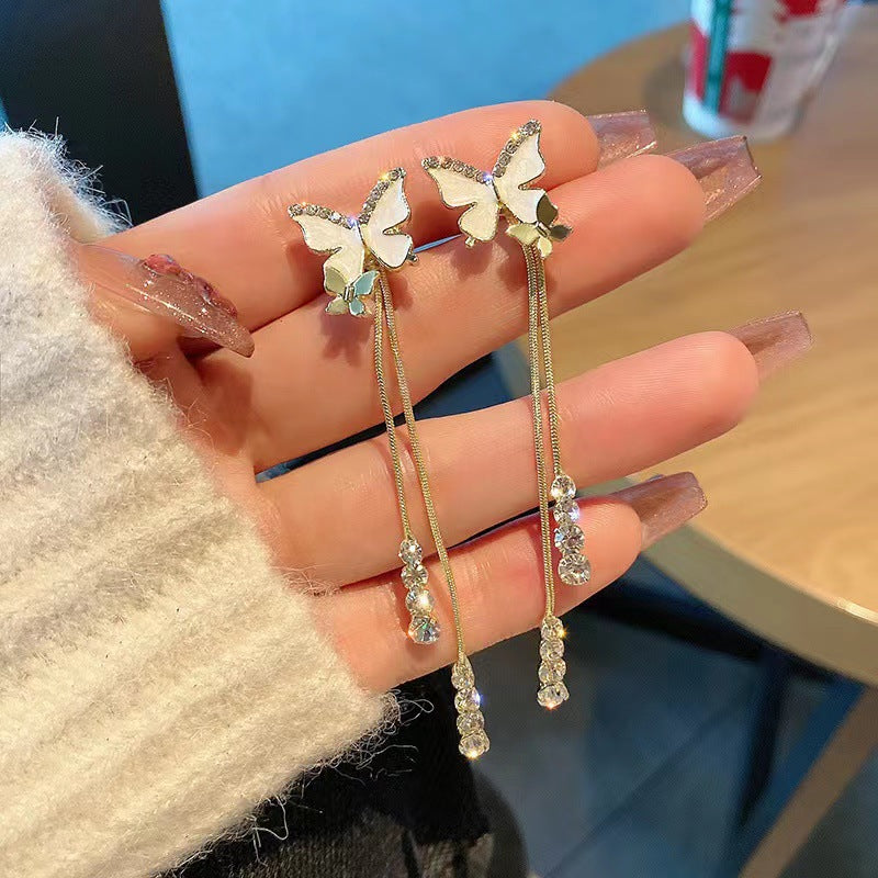 金色珍珠蝴蝶電鍍耳環