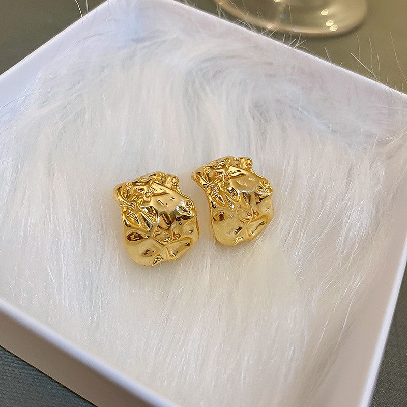 金色銀針圓珠電鍍耳環