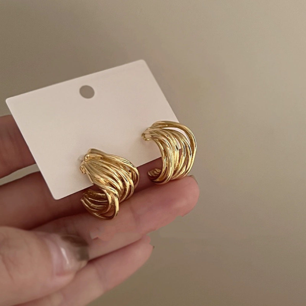 金色珍珠蝴蝶電鍍耳環