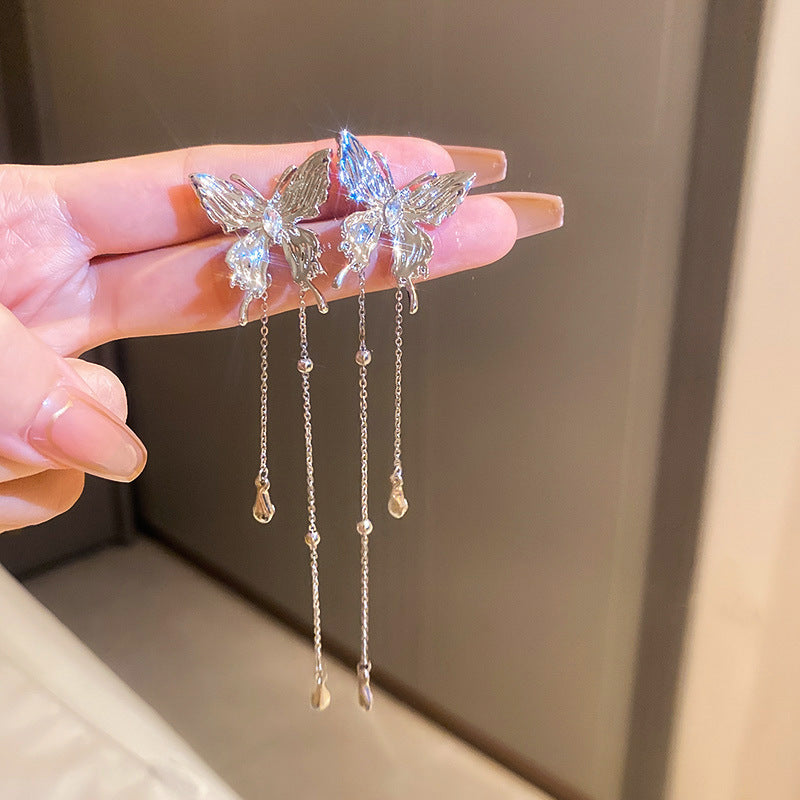 金色鋯石蝴蝶流蘇耳環