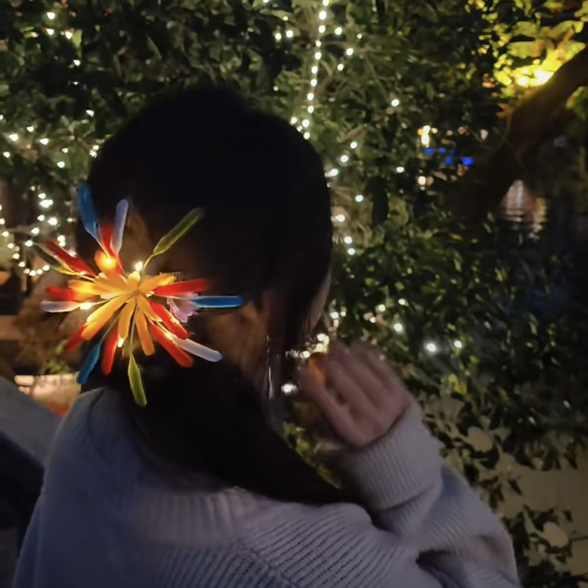 一起跨年~扭扭棒煙花發夾女秋冬氛圍感后腦勺鴨嘴夾高級感發飾女