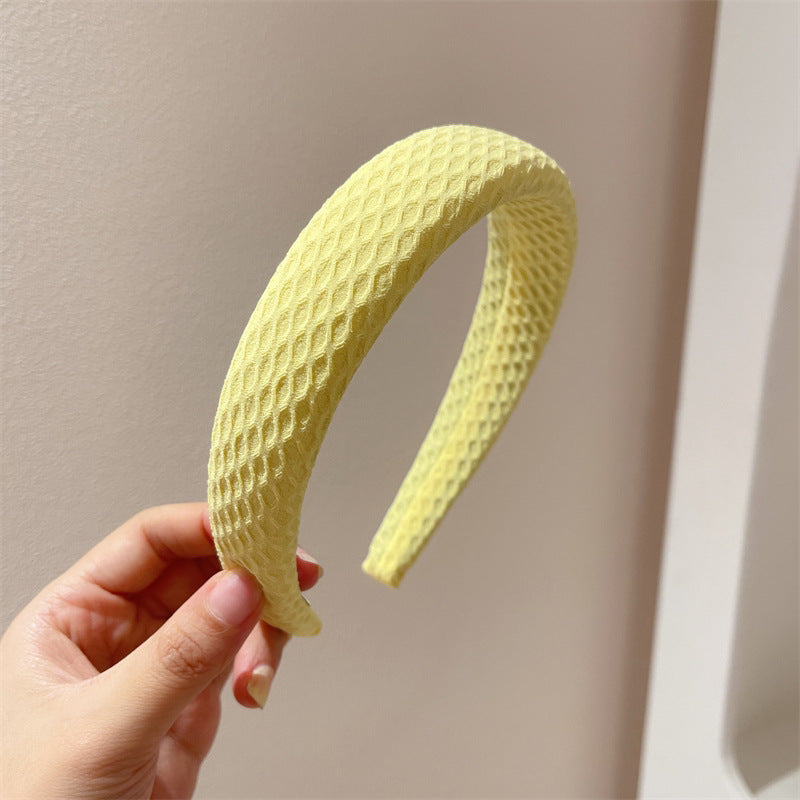黃色布面格紋簡約髮箍