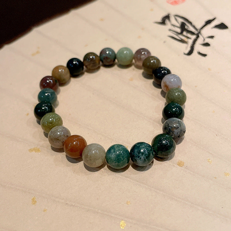 海藍寶山茶花串珠彈力手鏈女森系國風精致手串彩色粉霧高級感手環