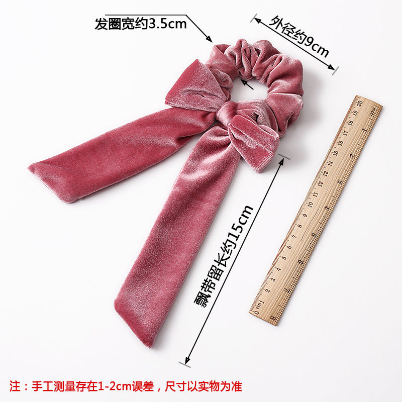 緞帶蝴蝶結天鵝髮圈－亮紫色-19號款細節｜https://igowo.tw/
