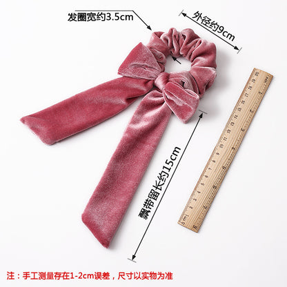 緞帶蝴蝶結天鵝髮圈－亮紫色-19號款細節｜https://igowo.tw/
