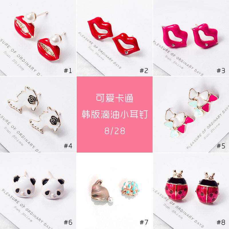 琺瑯小熊卡通耳環－3可愛瓢蟲款實拍｜https://igowo.tw/
