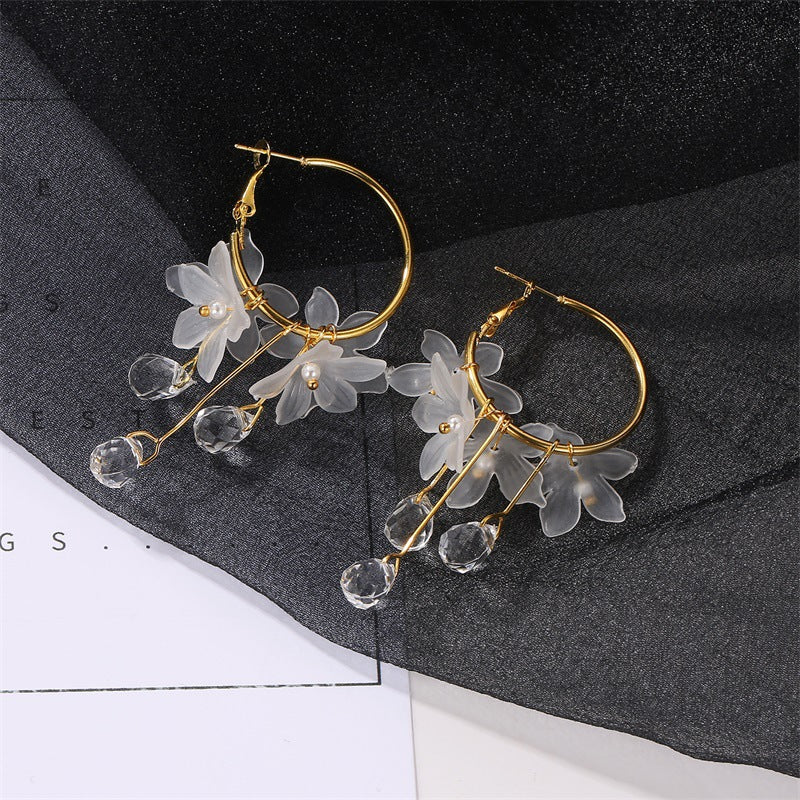 水晶花朵耳環－細節特寫1｜https://igowo.tw/