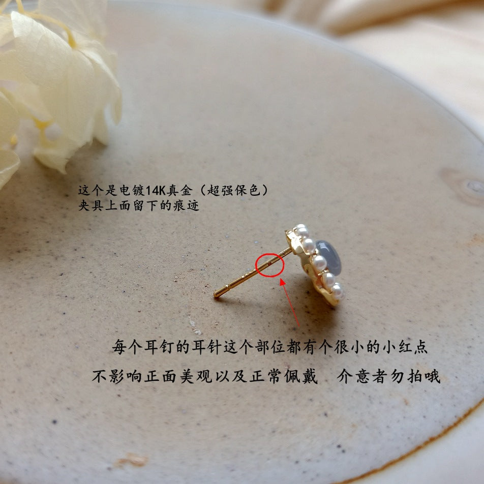 金色珍珠簡約耳釘－（真金）款細節｜https://igowo.tw/