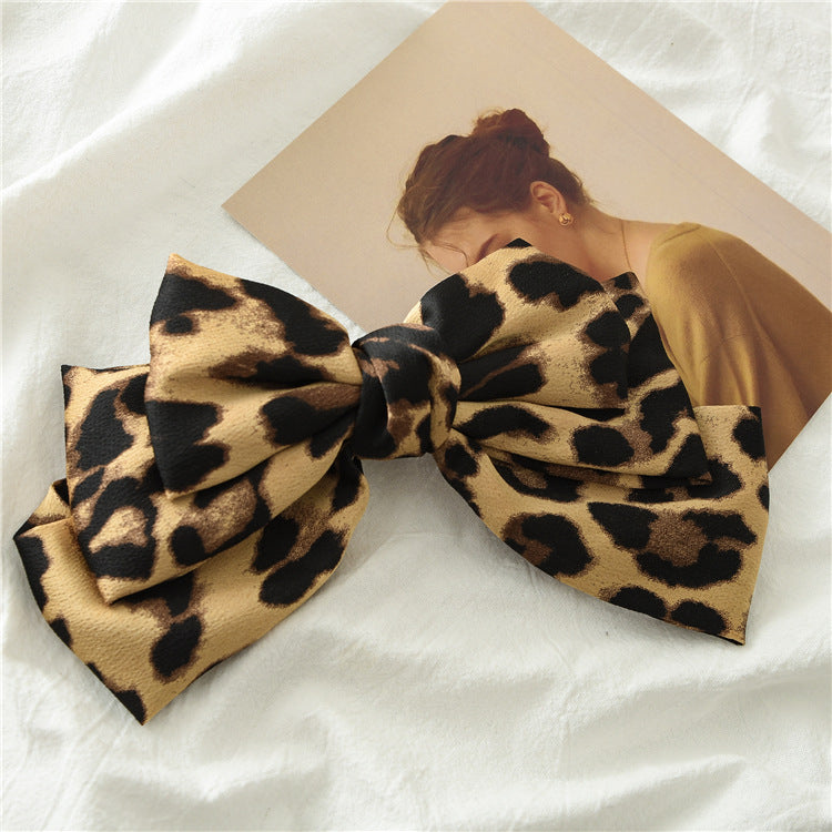 豹紋蝴蝶結髮夾