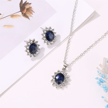 鋯石太陽花項鍊耳環組－商品主圖｜https://igowo.tw/