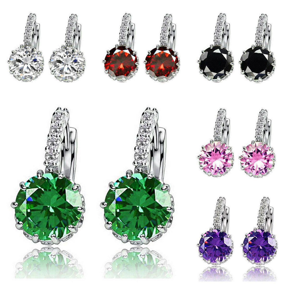 水晶鋯石太陽花耳釘－酒紅8969款細節1｜https://igowo.tw/