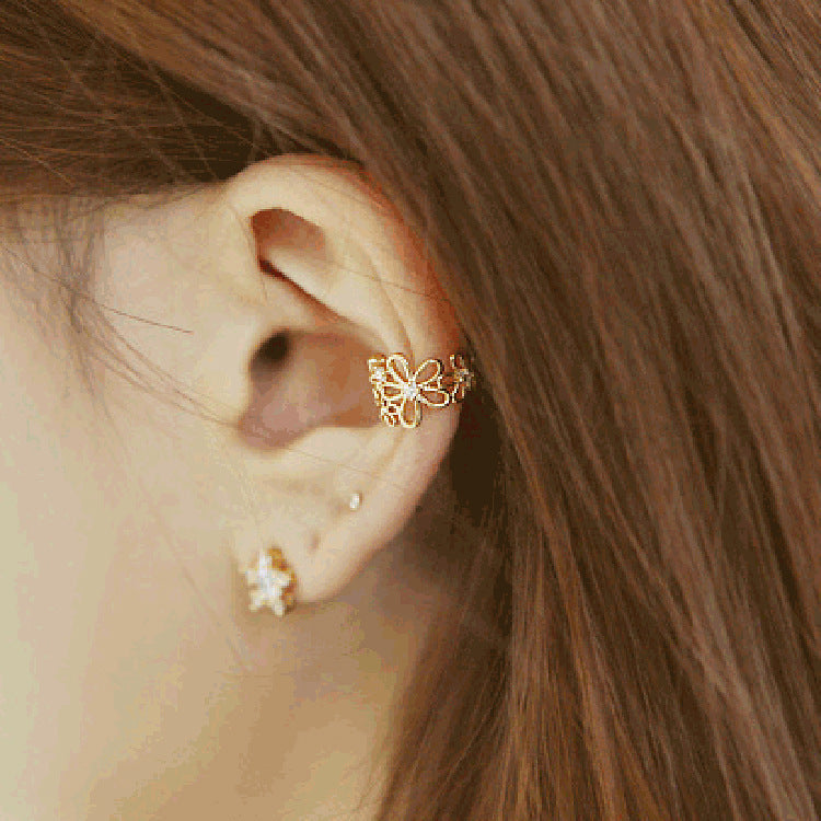 花朵免耳洞鑲鑽耳夾－kc金3440款實拍｜https://igowo.tw/