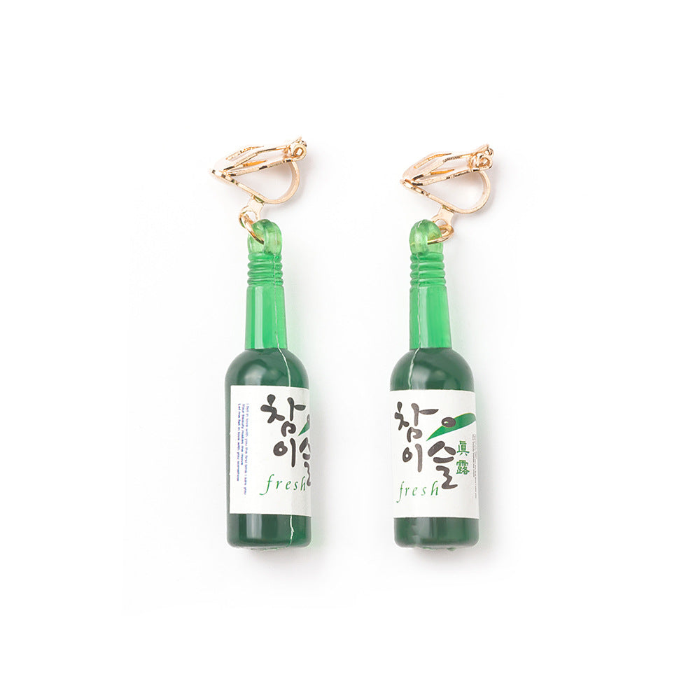 綠色珍珠玻璃流蘇耳夾
