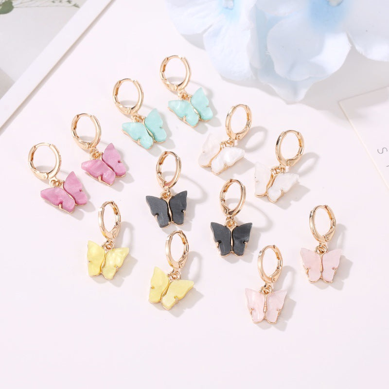 彩色壓克力蝴蝶耳環－第二視角實拍｜https://igowo.tw/