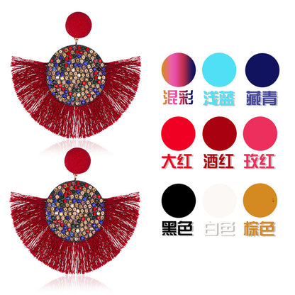 鋯石扇形流蘇誇張耳環－細節特寫3｜https://igowo.tw/