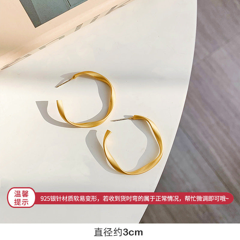 銀針金屬設計感耳環不規則圓圈幾何耳釘女夸張小眾復古冷淡風耳飾
