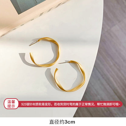 銀針金屬設計感耳環不規則圓圈幾何耳釘女夸張小眾復古冷淡風耳飾