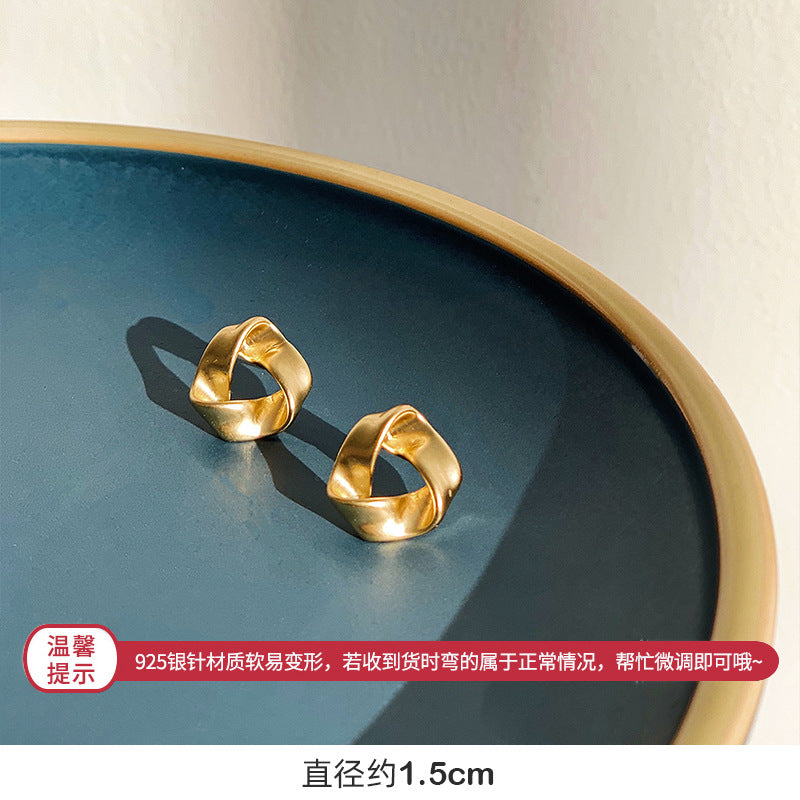 銀針金屬設計感耳環不規則圓圈幾何耳釘女夸張小眾復古冷淡風耳飾