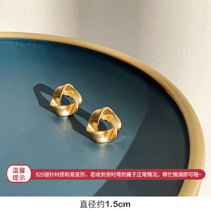 銀針金屬設計感耳環不規則圓圈幾何耳釘女夸張小眾復古冷淡風耳飾