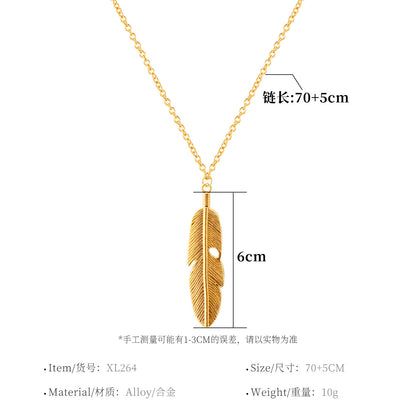 羽毛流蘇復古項鍊－細節特寫1｜https://igowo.tw/