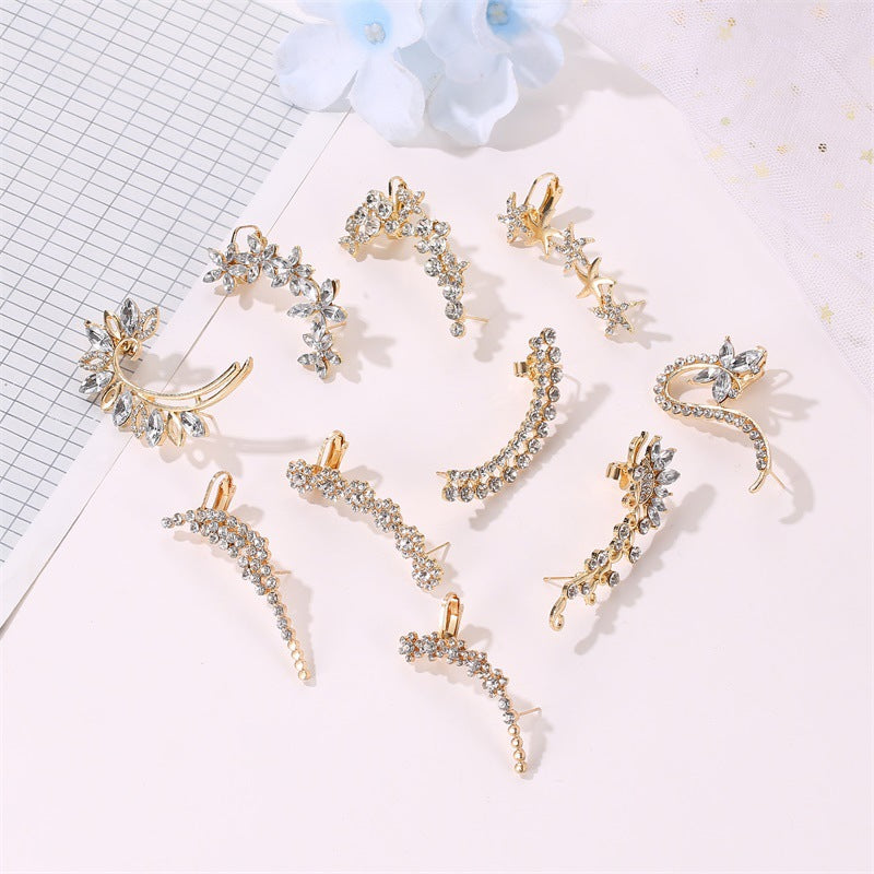 水晶鋯石蝴蝶花朵耳夾－商品主圖｜https://igowo.tw/