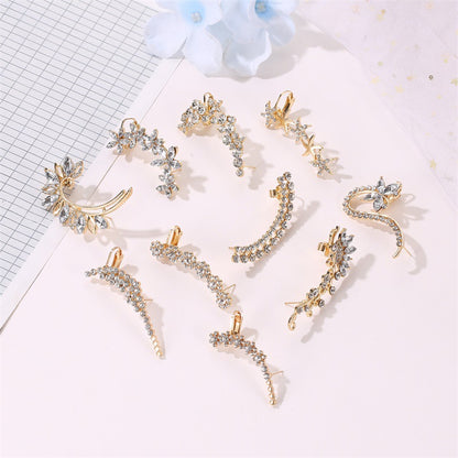 水晶鋯石蝴蝶花朵耳夾－商品主圖｜https://igowo.tw/
