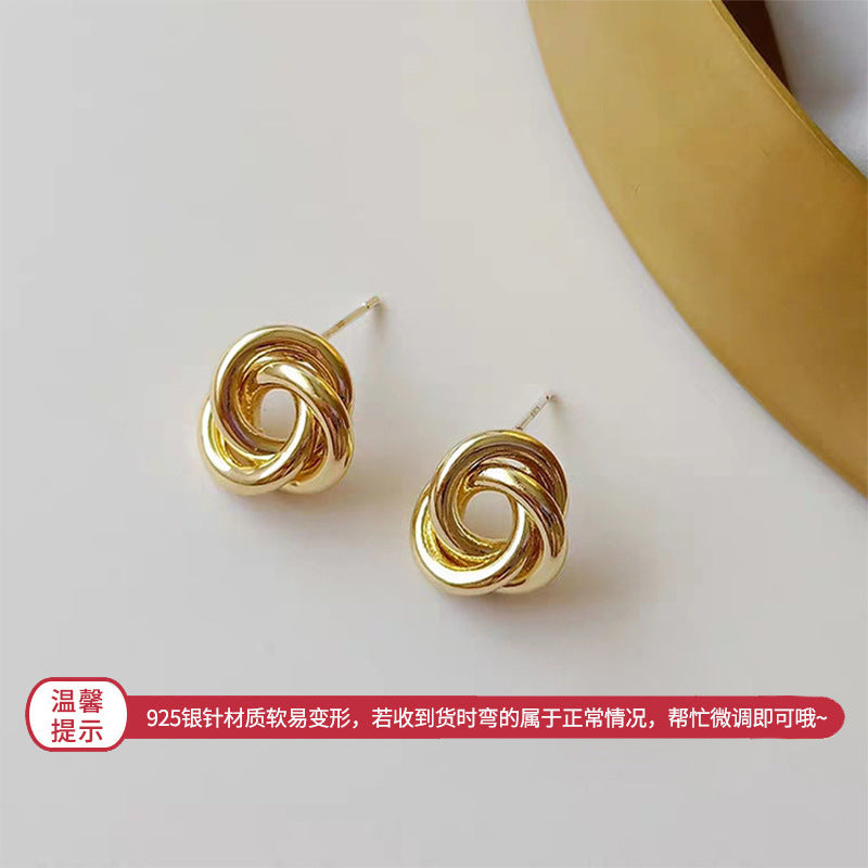 銀針金屬設計感耳環不規則圓圈幾何耳釘女夸張小眾復古冷淡風耳飾