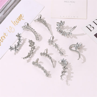 水晶鋯石蝴蝶花朵耳夾－第二視角實拍｜https://igowo.tw/
