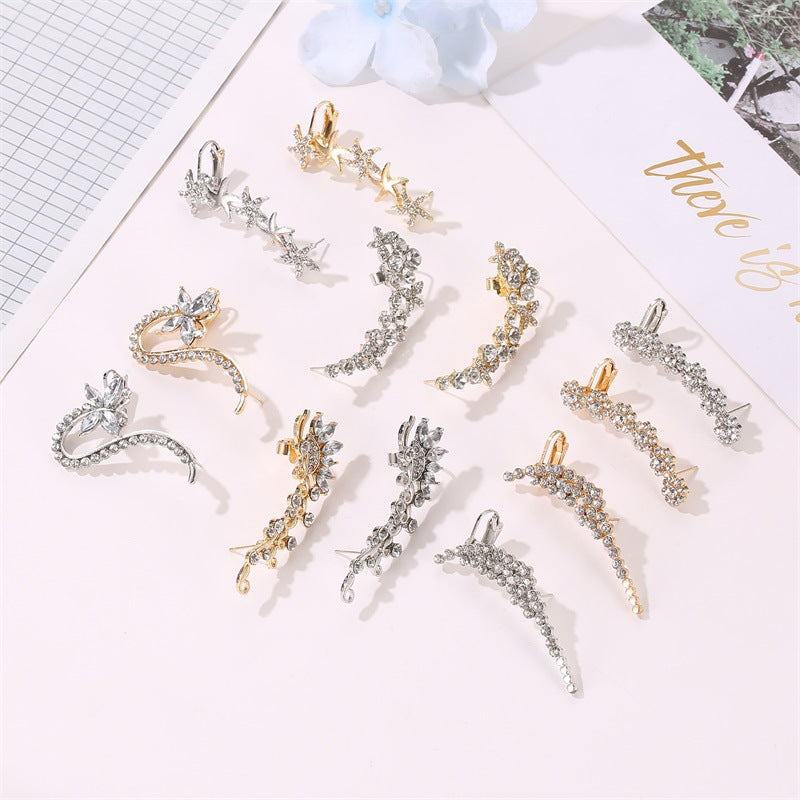 水晶鋯石蝴蝶花朵耳夾－細節特寫1｜https://igowo.tw/