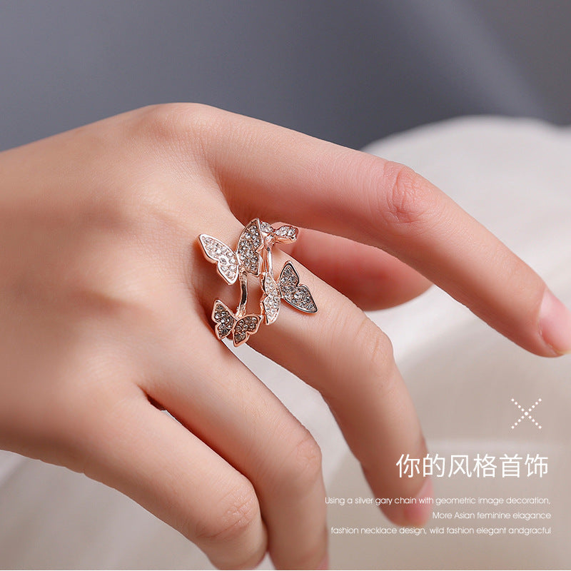 鋯石蝴蝶戒指－細節特寫1｜https://igowo.tw/